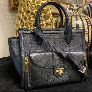 Henri Bendel Rivington Convertible Crossbody Satchel Clutch Pebbled Leather Tote